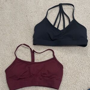 AYBL Strappy Back Sports Bras - Black & Burgundy